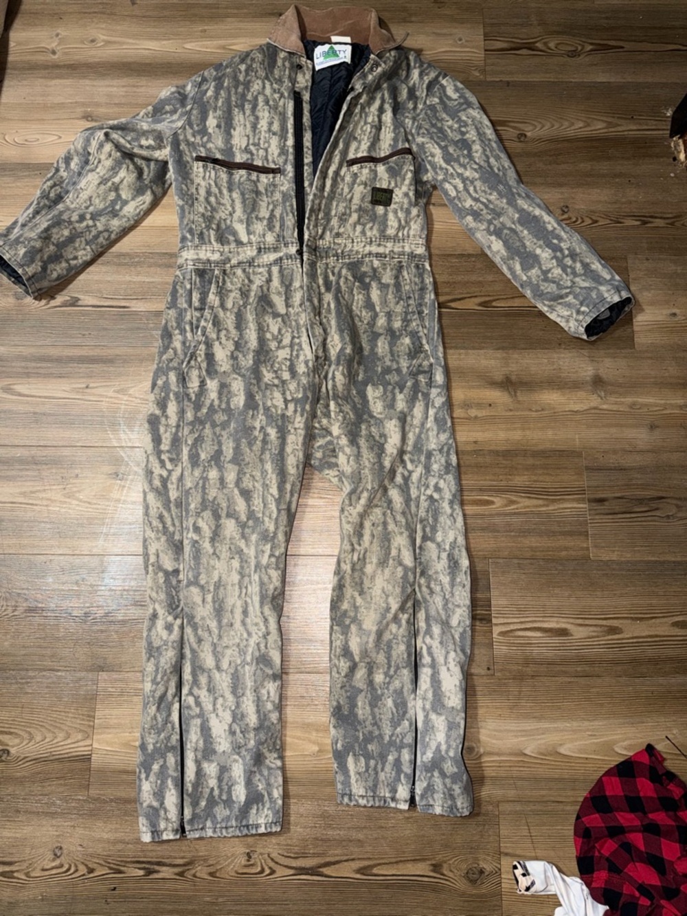 Liberty Brown Cord Collar and Stone-Print Outdoor Jacket